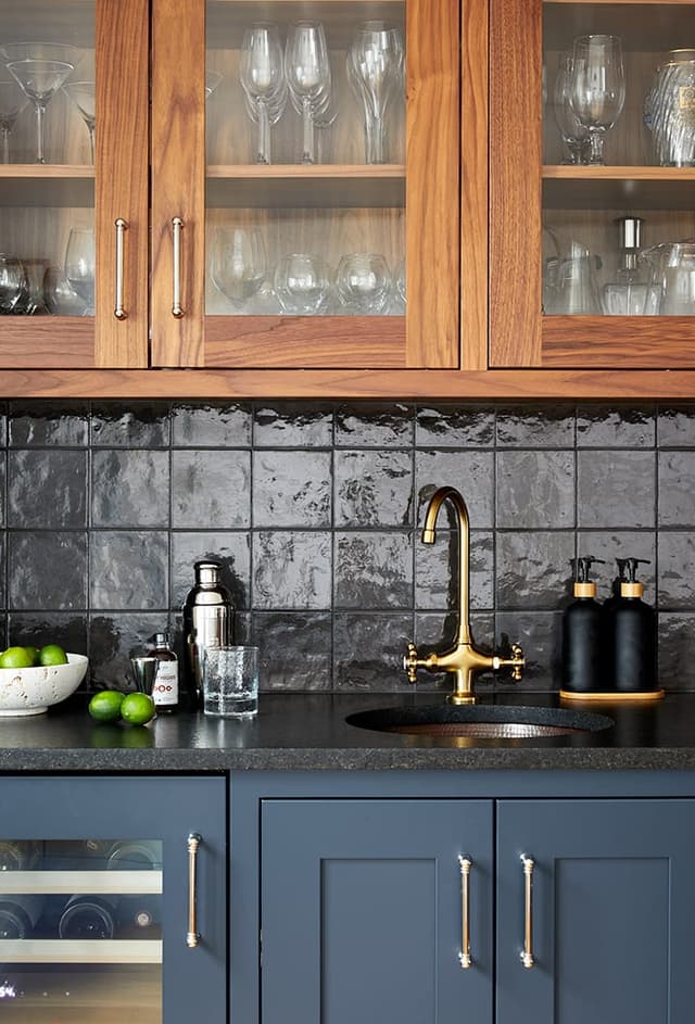 Bar faucet in a whole-home renovation and addition in Westfield, NJ