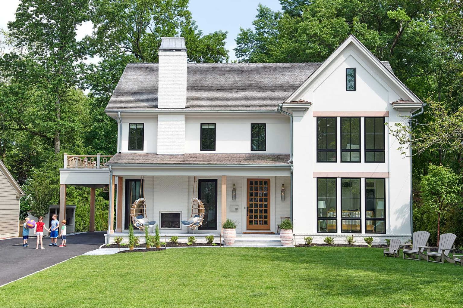 Front elevation of a custom new construction home on Shadowlawn Drive, Westfield, NJ