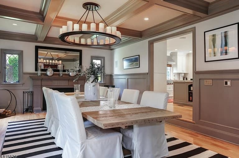 Dining room in a whole-home renovation and addition in Westfield, NJ