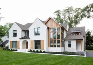 House exterior in a custom new construction home in Westfield, NJ