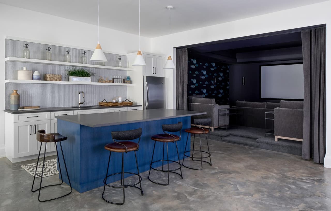 Bar theater in a custom new construction home in Westfield, NJ