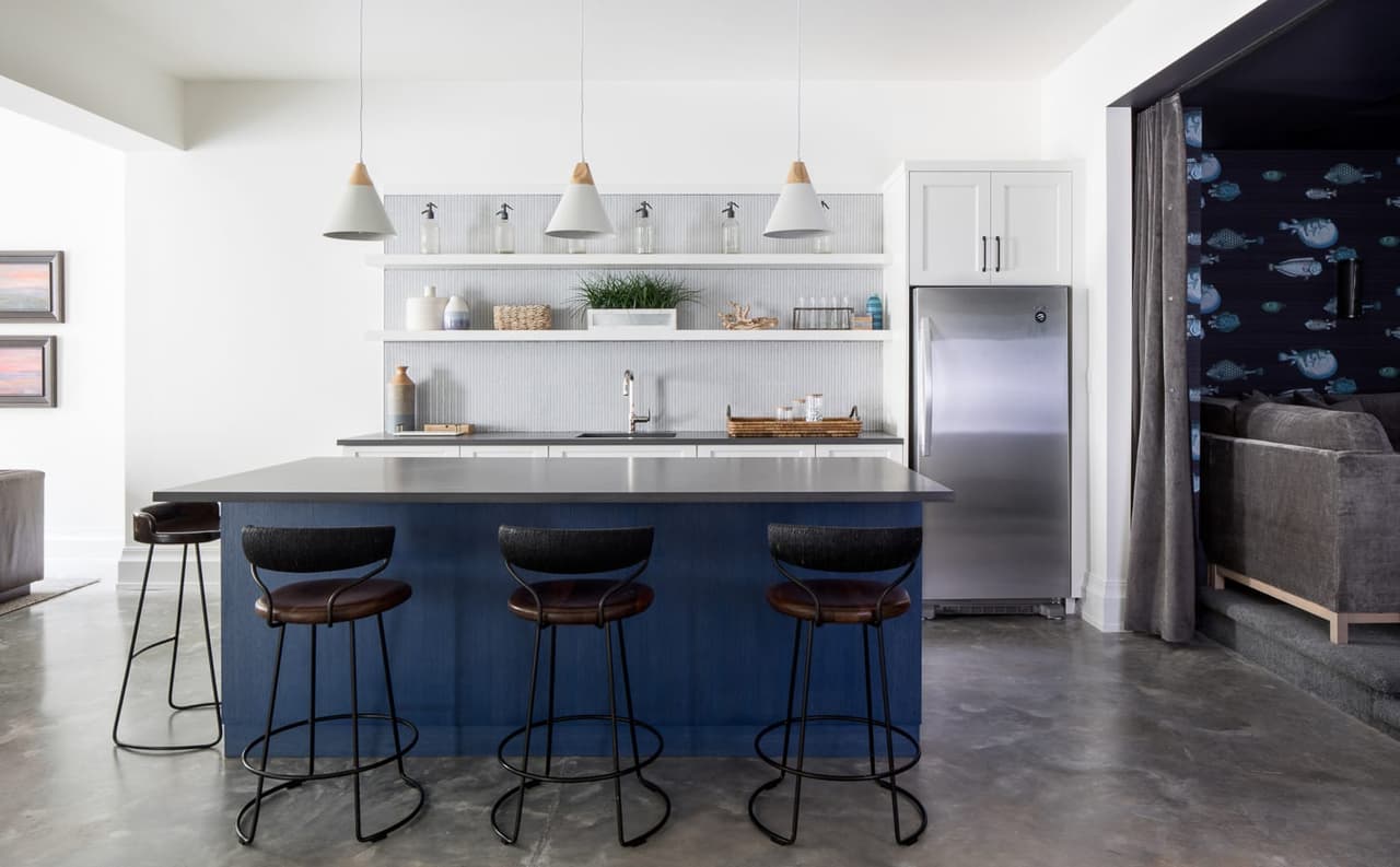 Basement bar in a custom new construction home in Westfield, NJ
