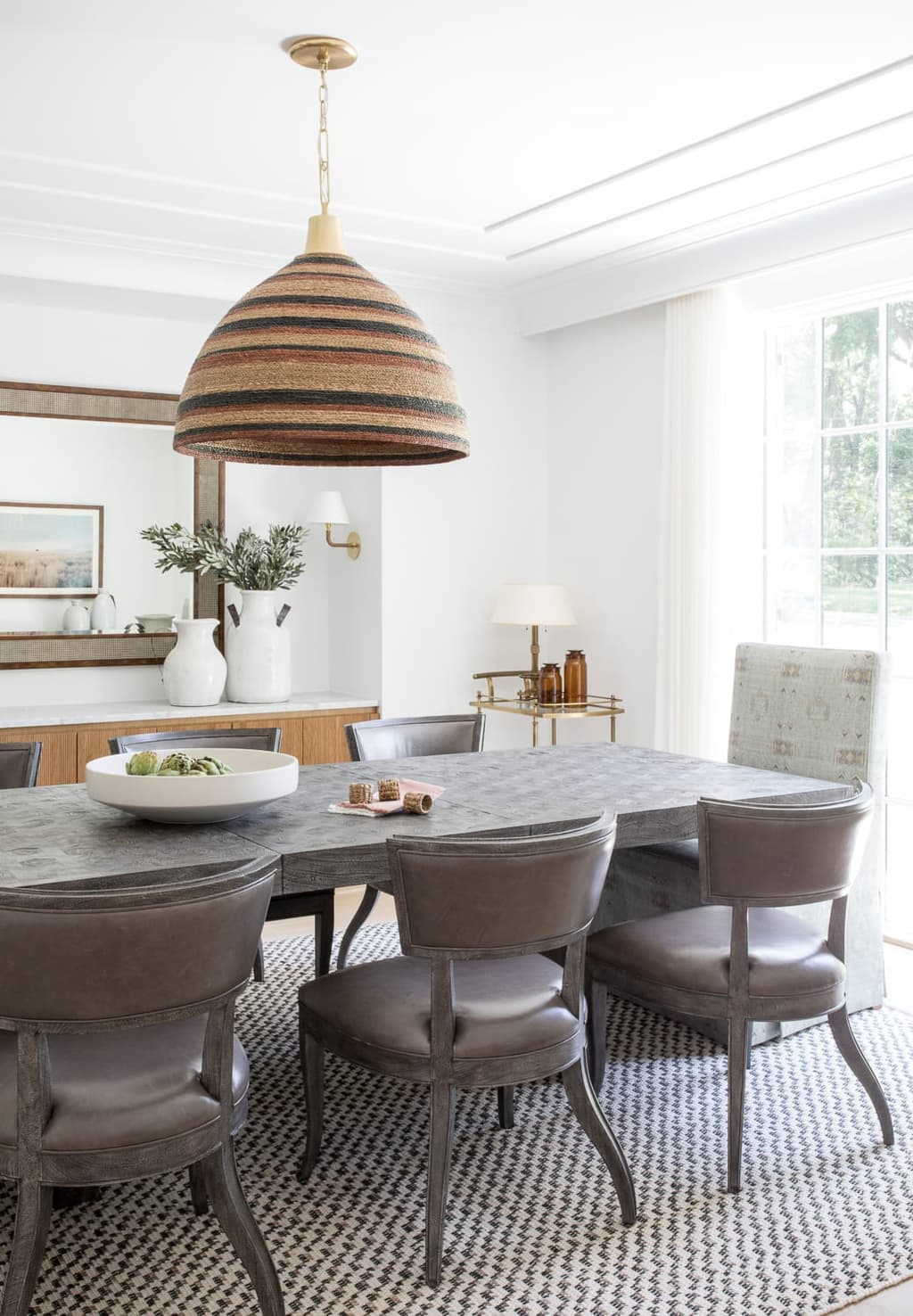 Dining room closeup in a custom new construction home in Westfield, NJ