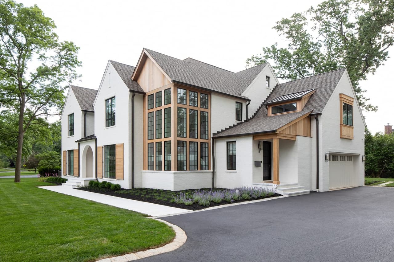 Exterior driveway in a custom new construction home in Westfield, NJ