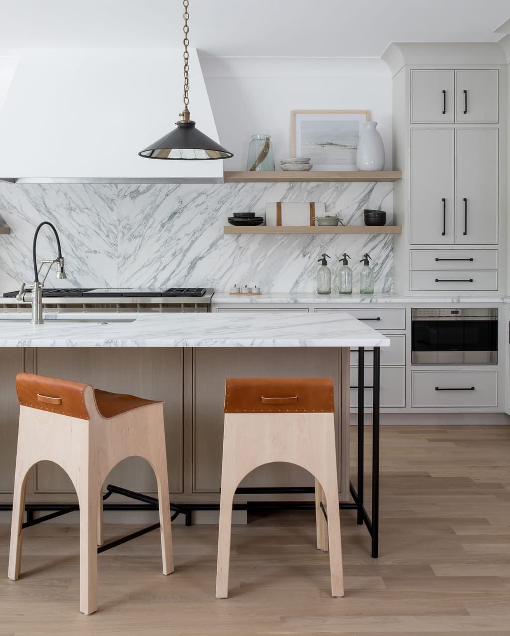 Kitchen island stools in a custom new construction home in Westfield, NJ